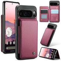 Buy Leather Flip Folio Phone Wallet Case, Magnetic Snap & RFID Blocking Card Slots, Kickstand Shockproof Protective Cover - NASHUA at Caseles-Google Pixel 10 Pro XL, Nash-Red
