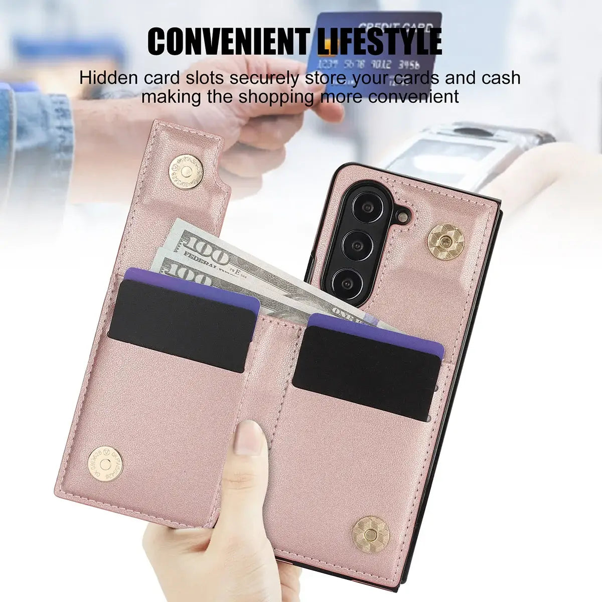 Buy Diamond Pattern Leather Wallet Case for Galaxy Z Fold, Multi-Card Slots & Ring Stand Cover - NATTIE at Caseles-Samsung Galaxy Z Fold 7, Black