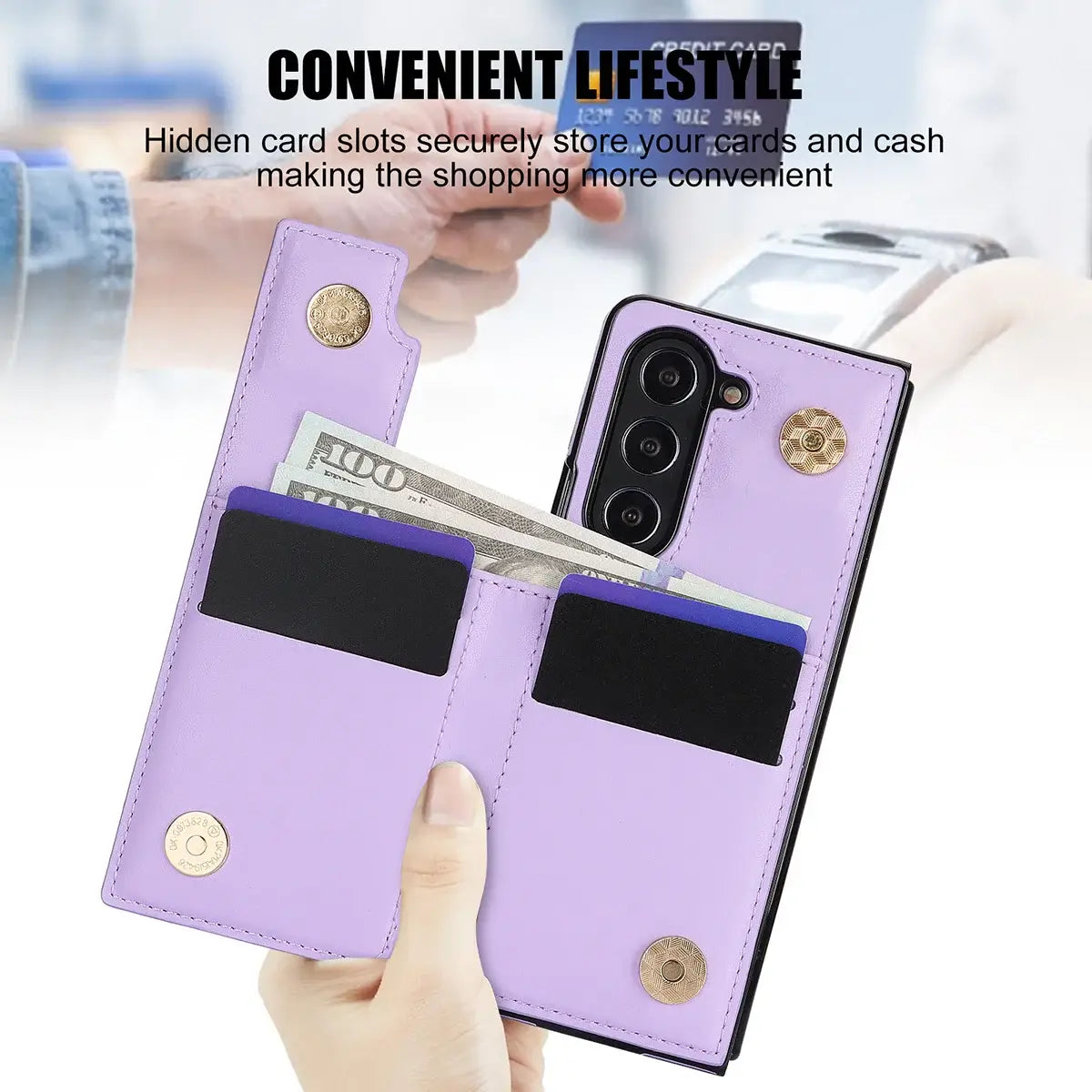 Buy Diamond Pattern Leather Wallet Case for Galaxy Z Fold, Multi-Card Slots & Ring Stand Cover - NATTIE at Caseles-Samsung Galaxy Z Fold 7, Black