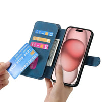 Buy Retro Magnetic Wallet Case, Support Magsafe, Detachable 2in1 Folio Flip Cover, with Card Slots - Nelson at Caseles-iPhone 17 Pro Max, Black