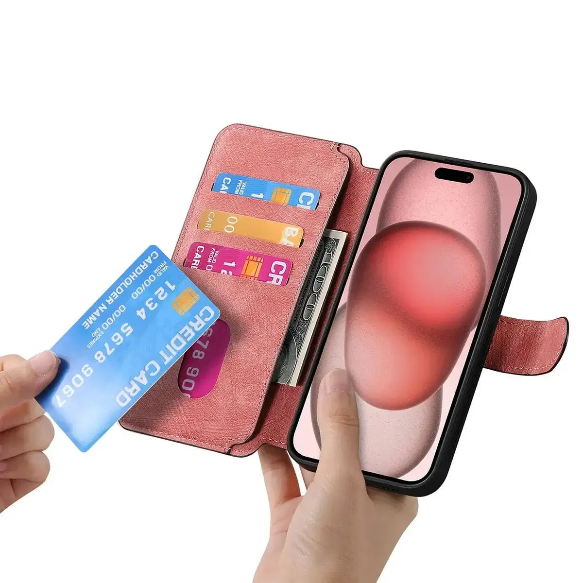 Buy Retro Magnetic Wallet Case, Support Magsafe, Detachable 2in1 Folio Flip Cover, with Card Slots - Nelson at Caseles-iPhone 17 Pro Max, Black