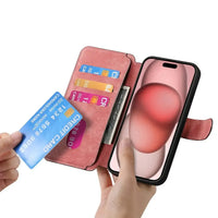 Buy Retro Magnetic Wallet Case, Support Magsafe, Detachable 2in1 Folio Flip Cover, with Card Slots - Nelson at Caseles-iPhone 17 Pro Max, Black