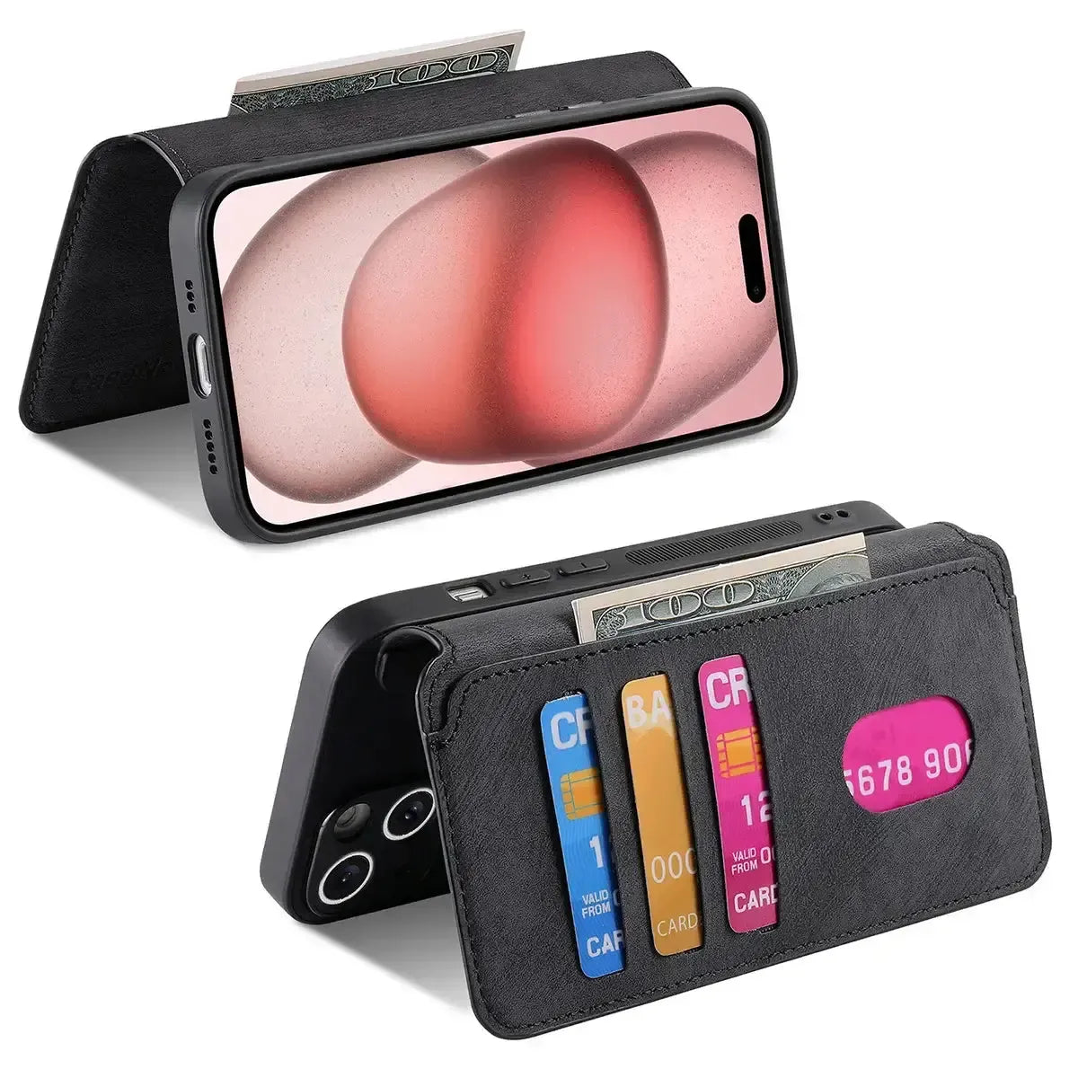 Buy Retro Magnetic Wallet Case, Support Magsafe, Detachable 2in1 Folio Flip Cover, with Card Slots - Nelson at Caseles-iPhone 17 Pro Max, Black