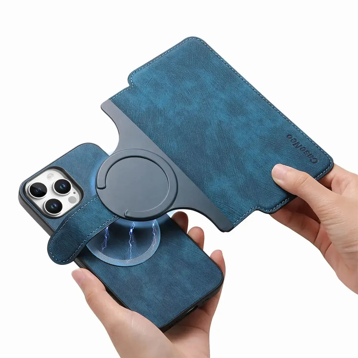 Buy Retro Magnetic Wallet Case, Support Magsafe, Detachable 2in1 Folio Flip Cover, with Card Slots - Nelson at Caseles-iPhone 16 Pro Max, Black