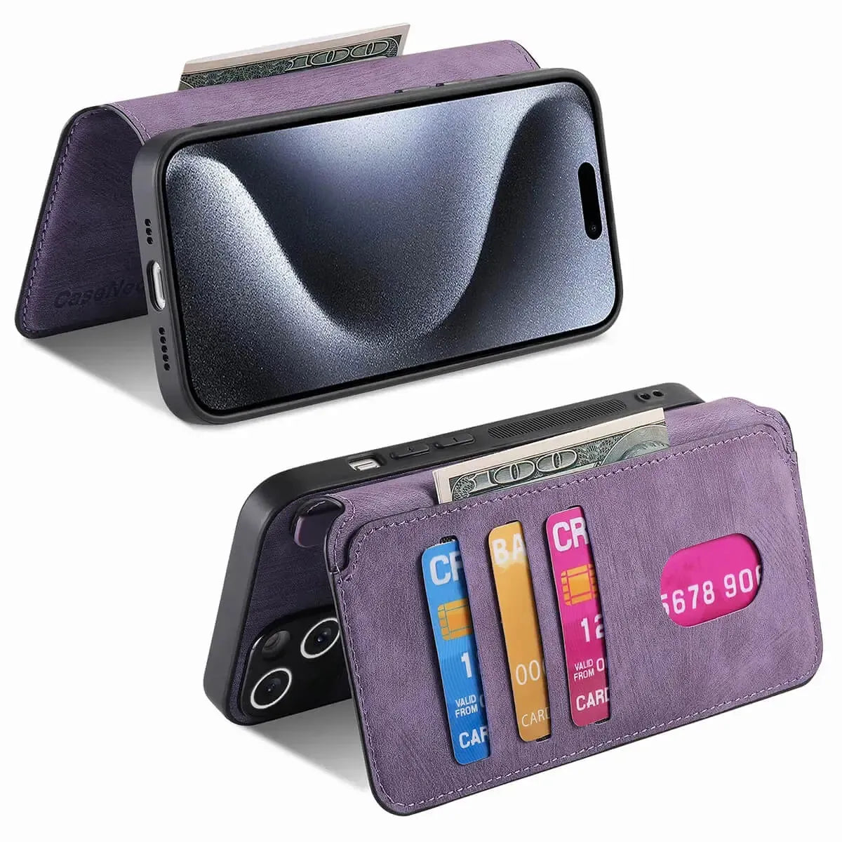 Buy Retro Magnetic Wallet Case, Support Magsafe, Detachable 2in1 Folio Flip Cover, with Card Slots - Nelson at Caseles-iPhone 16 Pro Max, Black
