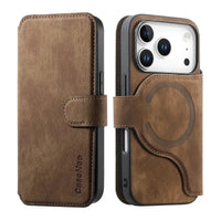 Buy Retro Magnetic Wallet Case, Support Magsafe, Detachable 2in1 Folio Flip Cover, with Card Slots - Nelson at Caseles-iPhone 17 Pro Max, Black