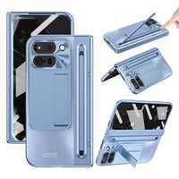 Buy Matte Finish Protective Cover with Built-In HD Screen Protector, S Pen Slot, Included Stylus & Hidden Kickstand - NEXUS at Caseles-Google Pixel 11 Pro Fold, Blue