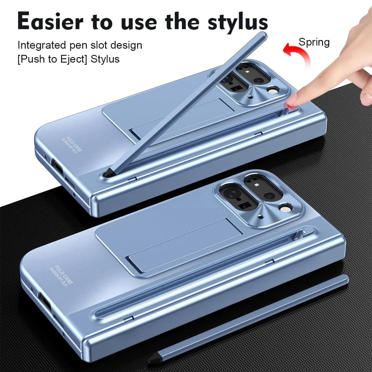 Buy Matte Finish Protective Cover with Built-In HD Screen Protector, S Pen Slot, Included Stylus & Hidden Kickstand - NEXUS at Caseles-Google Pixel 11 Pro Fold, Gold