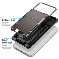 Buy Flip Hidden Pocket Wallet Phone Case, Card Slot Credit Card Holder Dual Layer Hybrid TPU Bumper Armor Protective Hard Shell Back Cover,Noel at Caseles-iPhone 16 Pro Max, Grey