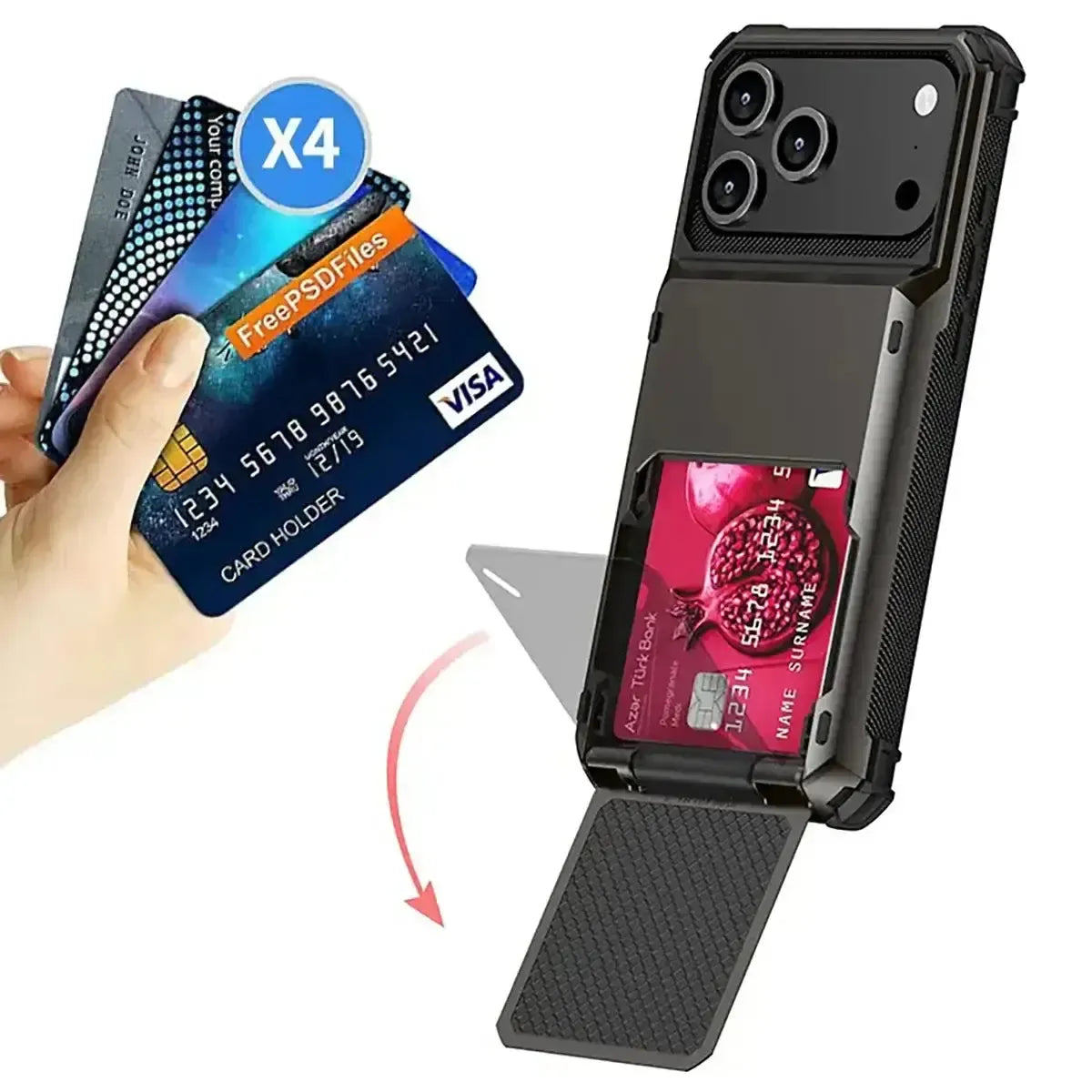 Buy Flip Hidden Pocket Wallet Phone Case, Card Slot Credit Card Holder Dual Layer Hybrid TPU Bumper Armor Protective Hard Shell Back Cover,Noel at Caseles-iPhone 17 Pro Max, Gray