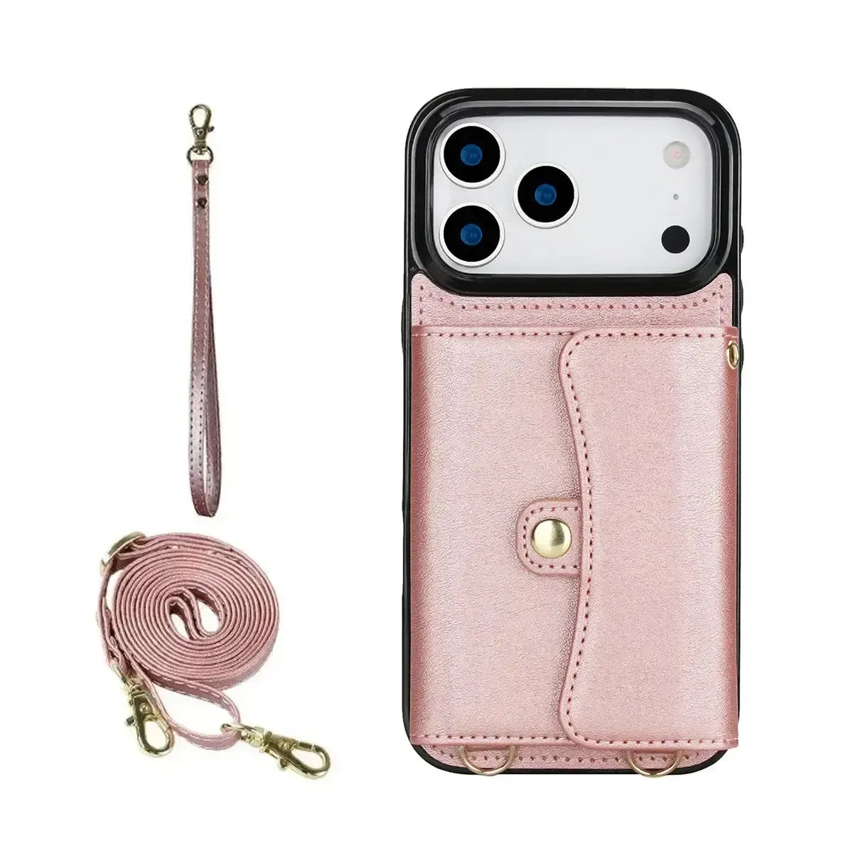 Buy Crossbody Wallet Phone Case, Magnetic Closure Flip Handbag, Leather, Card Holder, Wrist Strap Lanyard, RFID Blocking Kickstand Cover - OLIVIA at Caseles-iPhone 17 Pro Max, Oliana-Black