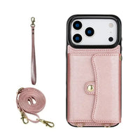 Buy Crossbody Wallet Phone Case, Magnetic Closure Flip Handbag, Leather, Card Holder, Wrist Strap Lanyard, RFID Blocking Kickstand Cover - OLIVIA at Caseles-iPhone 17 Pro Max, Oliana-Black