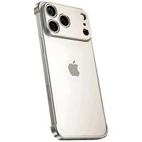 Buy Metal Corner Bumper iPhone Case, Frameless Lens Protector, EdgeGuard Protective Cover - Owen at Caseles-iPhone 17 Pro Max, Silver