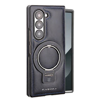 Buy Luxury Leather Magnetic Case for Samsung Z Fold Series, Built-in Invisible Stand, Premium Phone Cover - PHAROS at Caseles-Samsung Galaxy Z Fold 7, Blue