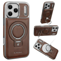 Buy Luxury Leather Invisible Stand for iPhone Case, Transmitg Magnetic Phone Case for iPhone Built-in Invisible Stand - PHOEBE at Caseles-iPhone 17 Pro Max, Phoebe-Coffee
