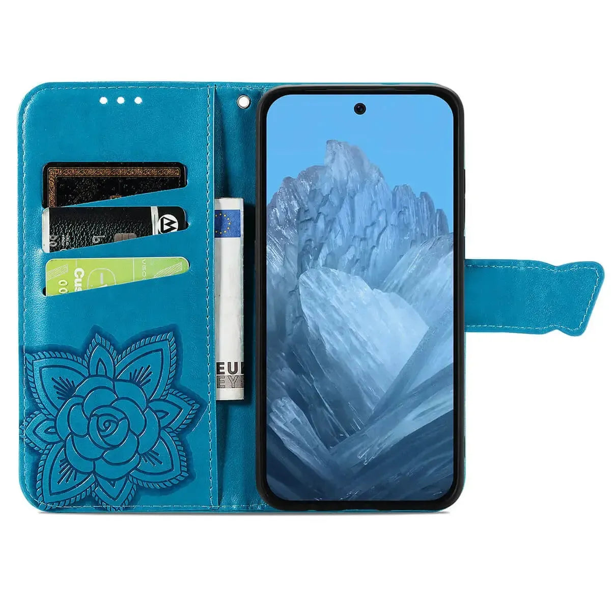 Buy Wallet Case for Google Pixel, Leather Flip Cover with Card Slots, Wrist Strap, Butterfly Embossed Design, Stand Feature for Women - Piper at Caseles-Google Pixel 10 Pro XL, Black