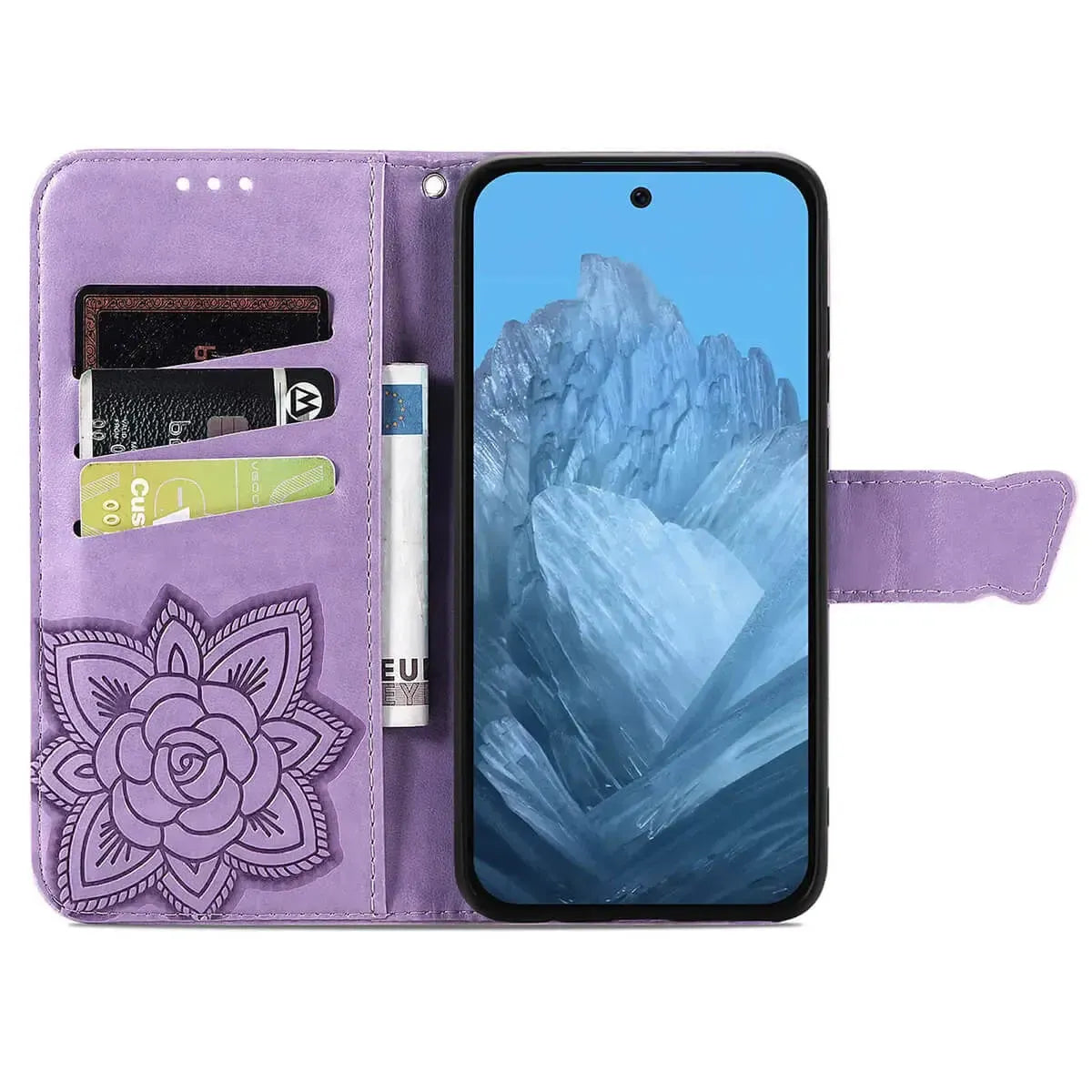 Buy Wallet Case for Google Pixel, Leather Flip Cover with Card Slots, Wrist Strap, Butterfly Embossed Design, Stand Feature for Women - Piper at Caseles-Google Pixel 10 Pro XL, Black