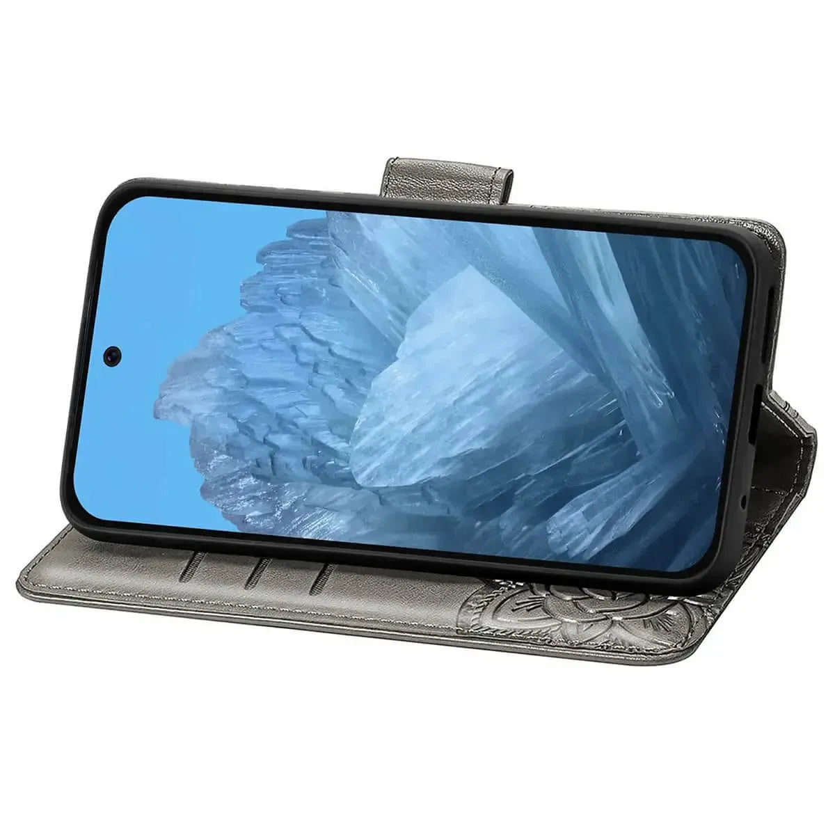 Buy Wallet Case for Google Pixel, Leather Flip Cover with Card Slots, Wrist Strap, Butterfly Embossed Design, Stand Feature for Women - Piper at Caseles-Google Pixel 10 Pro XL, Black