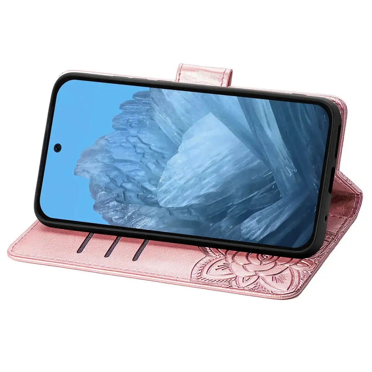 Buy Wallet Case for Google Pixel, Leather Flip Cover with Card Slots, Wrist Strap, Butterfly Embossed Design, Stand Feature for Women - Piper at Caseles-Google Pixel 10 Pro XL, Black
