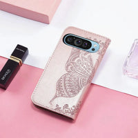 Buy Wallet Case for Google Pixel, Leather Flip Cover with Card Slots, Wrist Strap, Butterfly Embossed Design, Stand Feature for Women - Piper at Caseles-Google Pixel 10 Pro XL, Black
