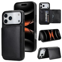 Buy Classic Magnetic Wallet Phone Case, Credit Card Holder, Dual Layer, Lightweight, Slim Leather, Magnetic Protective Case - RAYNE at Caseles-iPhone 17 Pro Max, Rayne-Black