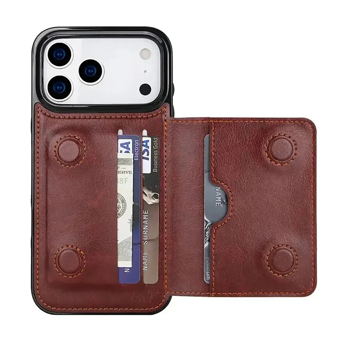 Buy Classic Magnetic Wallet Phone Case, Credit Card Holder, Dual Layer, Lightweight, Slim Leather, Magnetic Protective Case - RAYNE at Caseles-iPhone 17 Pro Max, Rayne-Purple