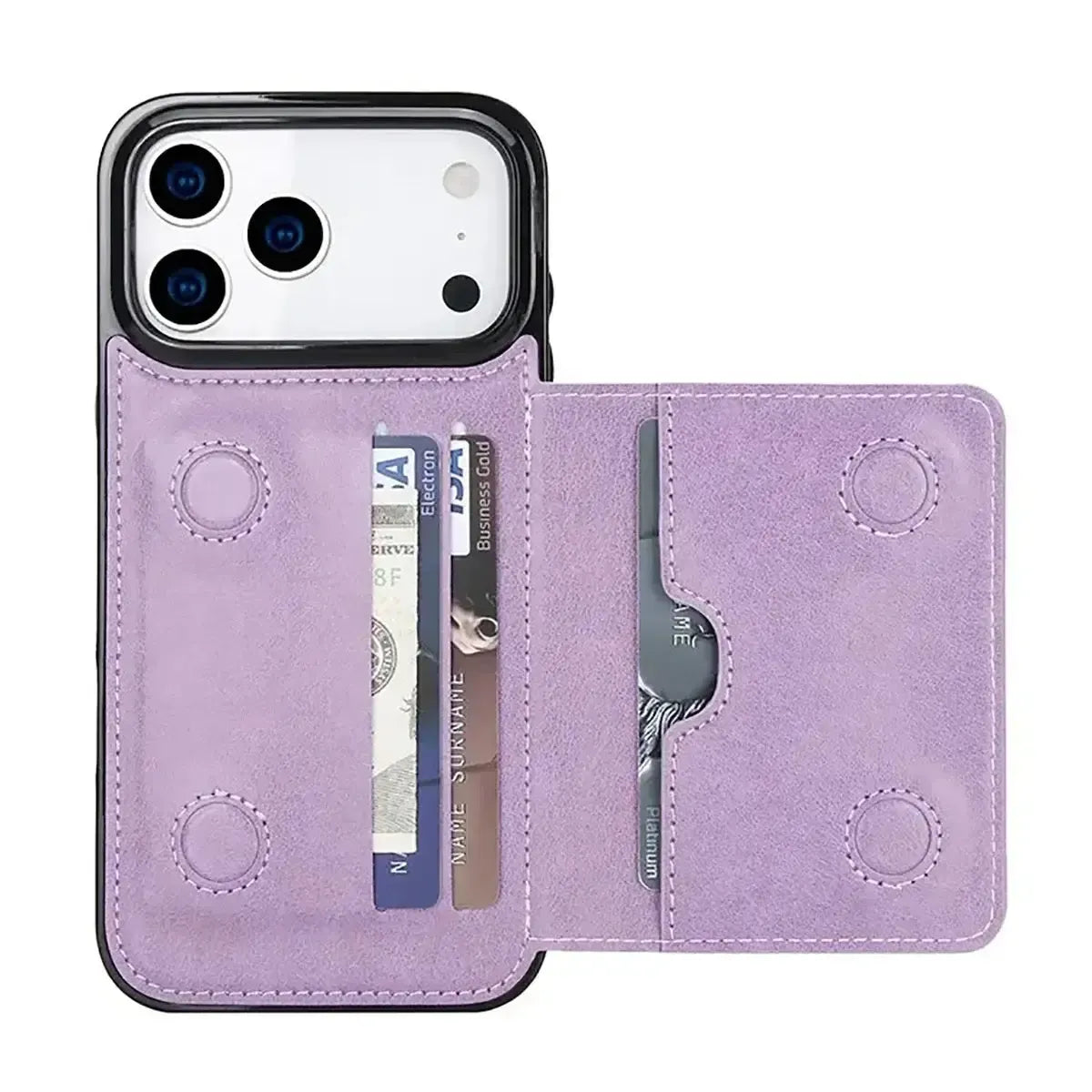 Buy Classic Magnetic Wallet Phone Case, Credit Card Holder, Dual Layer, Lightweight, Slim Leather, Magnetic Protective Case - RAYNE at Caseles-iPhone 17 Pro Max, Rayne-Purple