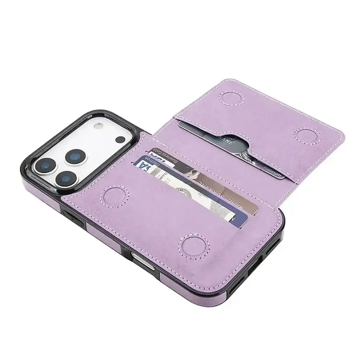 Buy Classic Magnetic Wallet Phone Case, Credit Card Holder, Dual Layer, Lightweight, Slim Leather, Magnetic Protective Case - RAYNE at Caseles-iPhone 17 Pro Max, Rayne-Purple