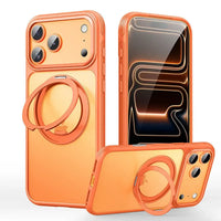 Buy 360° Rotatable Stand Ring Holder, Compatible with Magsafe, Magnetic Kickstand Shockproof Cover - ROMAN at Caseles-iPhone 17 Pro Max, Orange