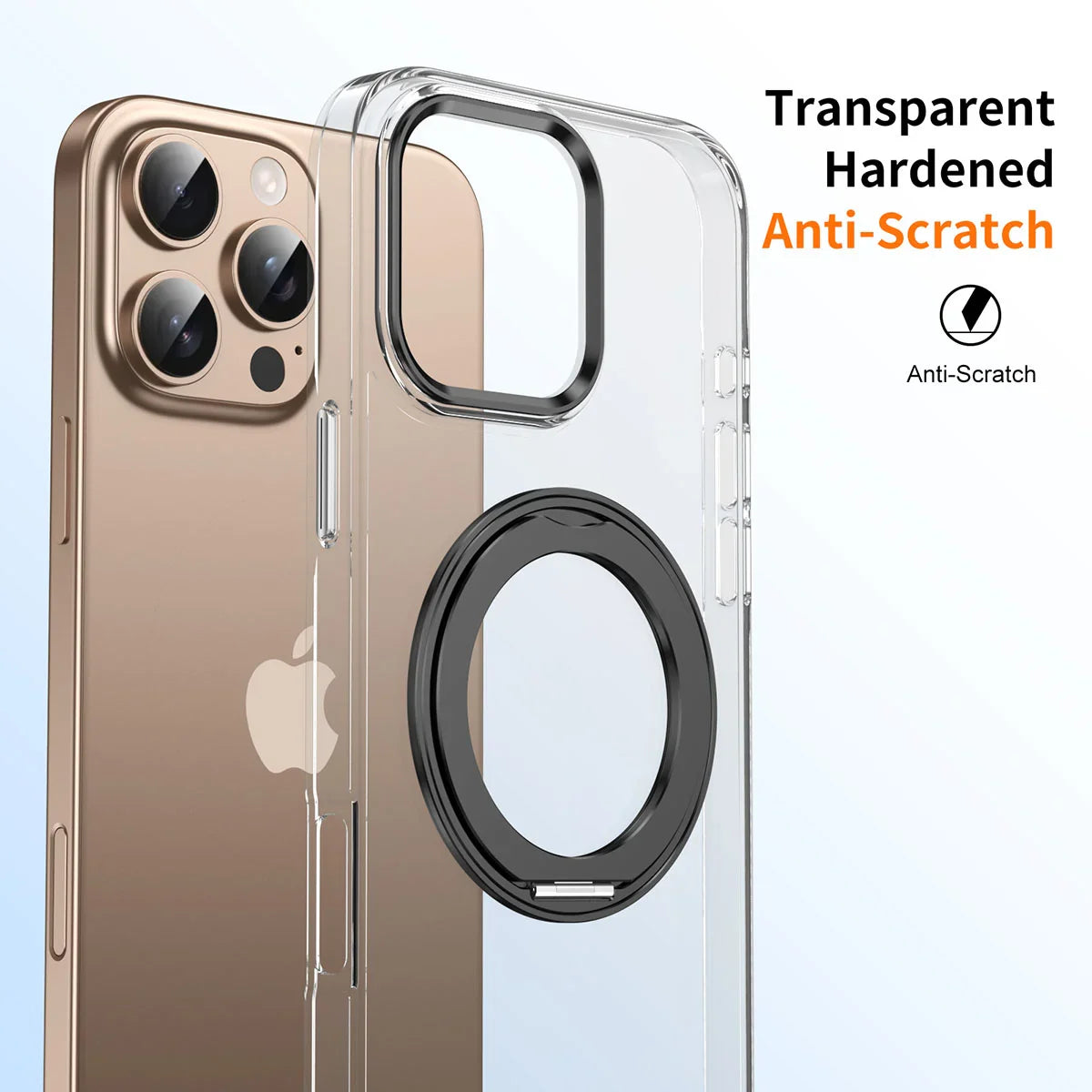Buy 360° Rotatable Stand Ring Holder, Compatible with Magsafe, Magnetic Kickstand Shockproof Cover - ROMAN at Caseles-iPhone 17 Pro Max, Black