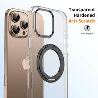 Buy 360° Rotatable Stand Ring Holder, Compatible with Magsafe, Magnetic Kickstand Shockproof Cover - ROMAN at Caseles-iPhone 17 Pro Max, Black