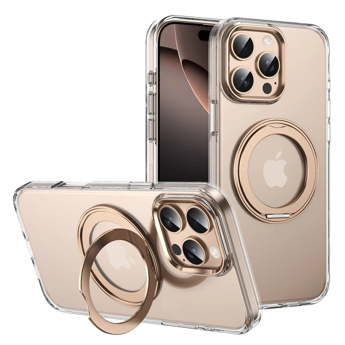 Buy 360° Rotatable Stand Ring Holder, Compatible with Magsafe, Magnetic Kickstand Shockproof Cover - ROMAN at Caseles-iPhone Air, Gold