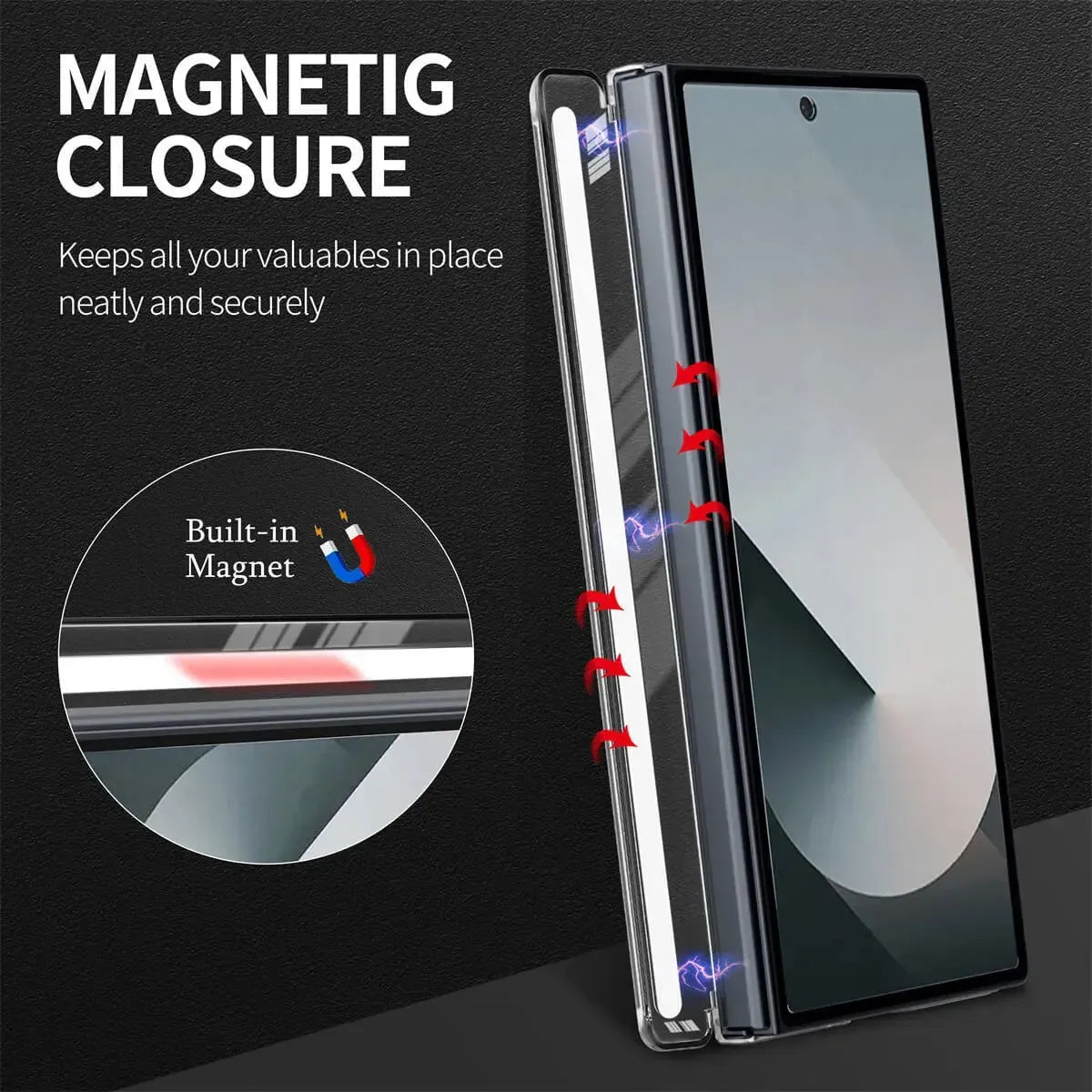 Buy Caseles Z Fold 7, Z Flip 7 360° Rotatable Stand Ring Holder, Compatible with Magsafe, Magnetic Kickstand Shockproof Cover - ROWEN at Caseles-Samsung Galaxy Z Fold 7, Black