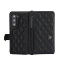 Buy Luxury Grid Leather Wallet Case for Samsung Z Fold with S Pen Holder & Crossbody Strap, SADIE at Caseles-Samsung Galaxy Z Fold 7, Black