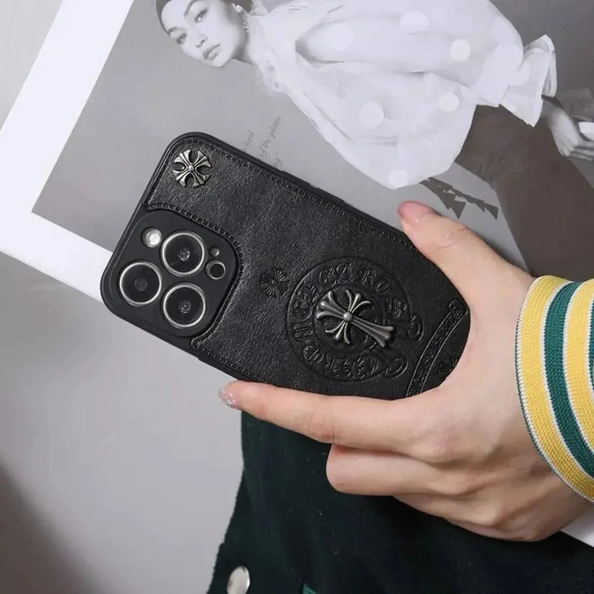 Buy Chrome Hearts Style Phone Case for iPhone, Thickened Anti-fall Phone Case - Simon at Caseles-iPhone 16 Pro Max, Style 1