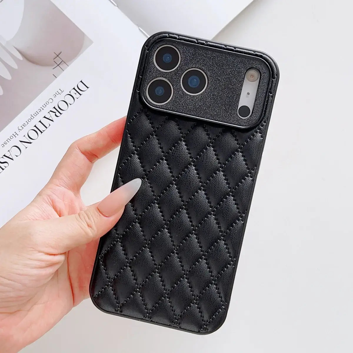 Buy Camellia Quilted Case with 1.2m Crossbody Strap, Universal Single & Dual Hole Attachment, Shockproof Fashion Cover - SMITA at Caseles-iPhone 17 Pro Max, Quilting
