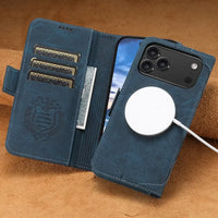 Buy Premium Magnetic Leather Wallet Case for iPhone, RFID Blocking Card Holder & Kickstand, Magsafe Compatible Slim Flip Cover - SUTTON at Caseles-iPhone 17 Pro Max, Brown