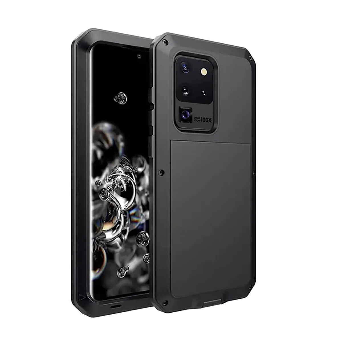 Buy Classic Full Body Metal Armor Phone Case, with Screen Protector, Heavy Duty Defender Shockproof Case - Theo at Caseles-Samsung Galaxy S25 Ultra, Black
