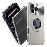 Buy Caseles Anti-Spy Metal Armor for iPhone: 360° Rotating Stand, 9H Privacy Glass & MagSafe Shield - VADEN at Caseles-iPhone 17 Pro Max, Silver