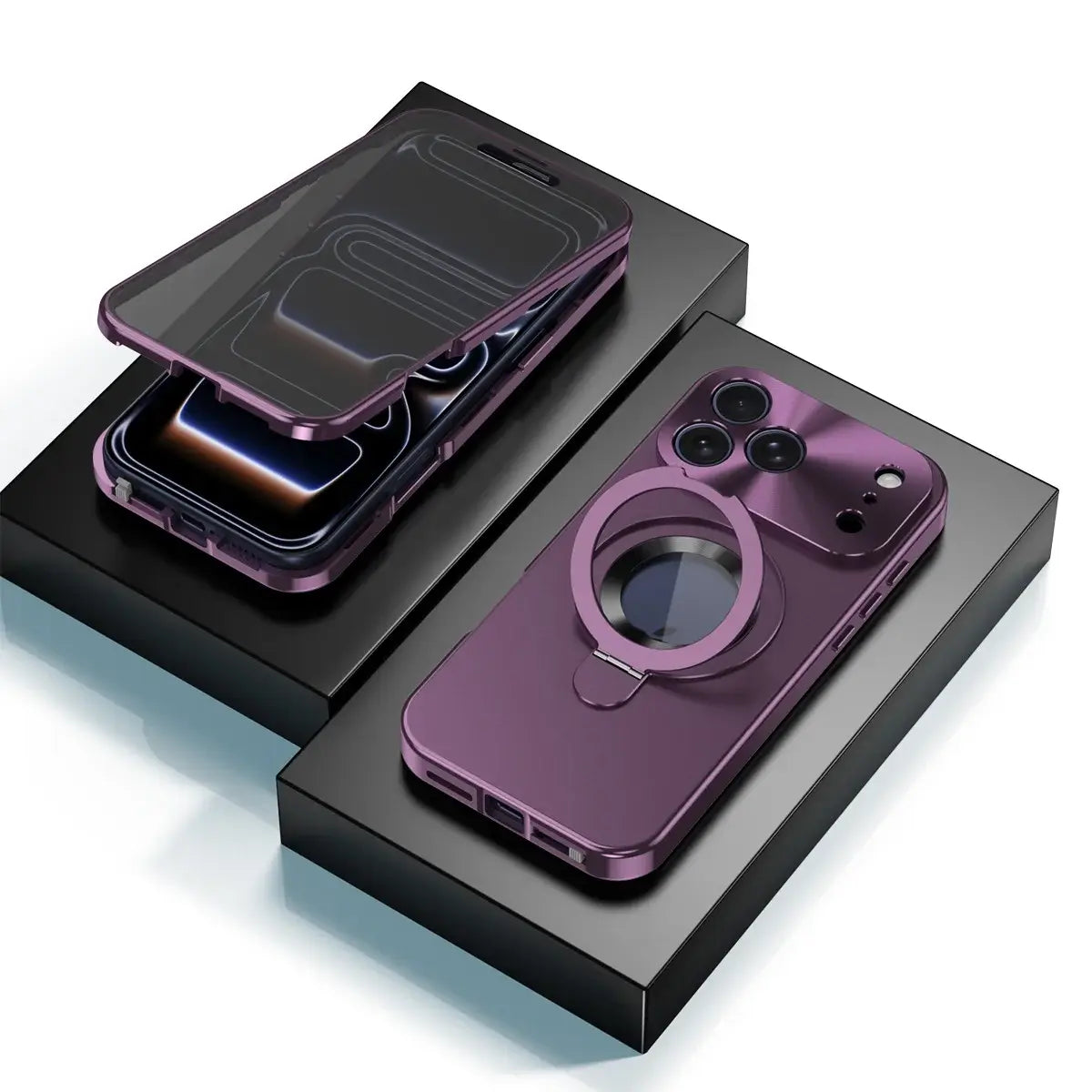 Buy Caseles Anti-Spy Metal Armor for iPhone: 360° Rotating Stand, 9H Privacy Glass & MagSafe Shield - VADEN at Caseles-iPhone 18 Pro Max, Burgundy