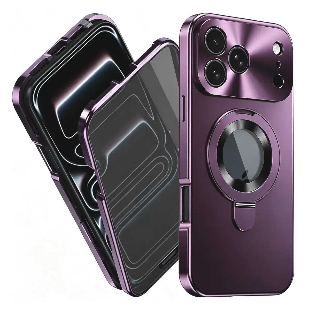 Buy Caseles Anti-Spy Metal Armor for iPhone: 360° Rotating Stand, 9H Privacy Glass & MagSafe Shield - VADEN at Caseles-iPhone 18 Pro Max, Burgundy