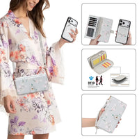 Buy 2-in-1 Floral Armor for iPhone: 15 Card Slots, Anti-Spy Shield, RFID Protection & MagSafe - Vala at Caseles-iPhone 17 Pro Max, Black