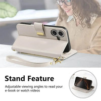 Buy PU Leather Wallet iPhone 17 Case with Card Slots, Wrist Strap, Stand, and Full Shockproof Protection, Willow at Caseles-iPhone 17 Pro Max, White