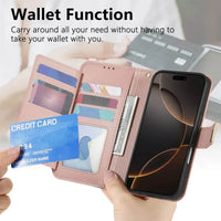 Buy PU Leather Wallet iPhone 17 Case with Card Slots, Wrist Strap, Stand, and Full Shockproof Protection, Willow at Caseles-iPhone 17 Pro Max, White
