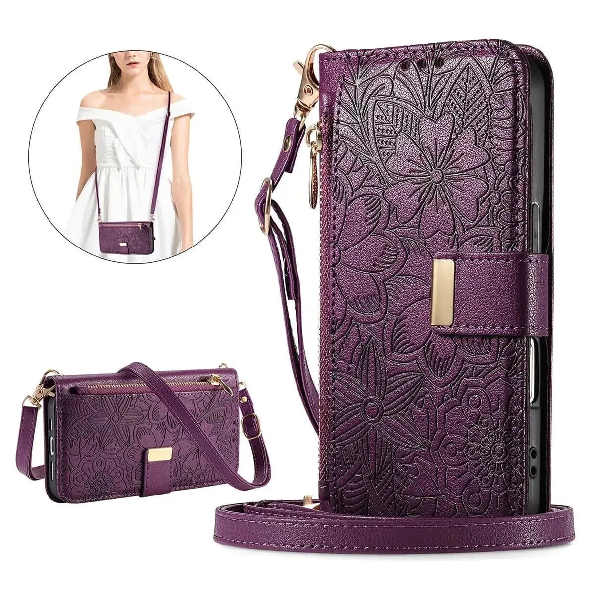 Buy PU Leather Wallet iPhone 17 Case with Card Slots, Wrist Strap, Stand, and Full Shockproof Protection, Willow at Caseles-iPhone 17 Pro Max, White