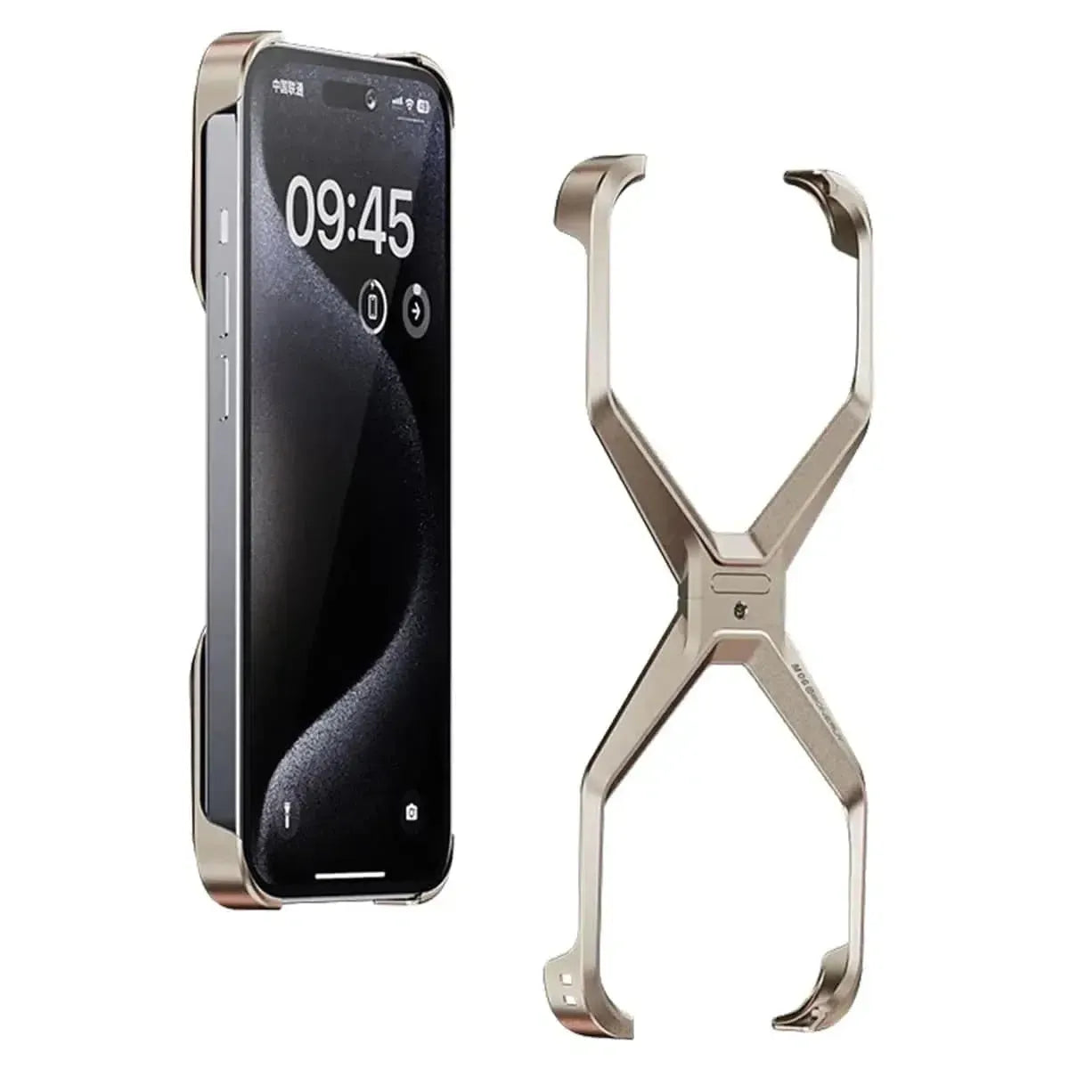Buy Metal Frameless Phone Case, X Shaped Cool Design, Slim Aluminum Alloy Bumper, Shockproof - X at Caseles-iPhone 16 Pro Max, Grey