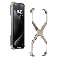 Buy Metal Frameless Phone Case, X Shaped Cool Design, Slim Aluminum Alloy Bumper, Shockproof - X at Caseles-iPhone 16 Pro Max, Grey