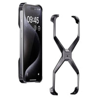 Buy Metal Frameless Phone Case, X Shaped Cool Design, Slim Aluminum Alloy Bumper, Shockproof - X at Caseles-iPhone 16 Pro Max, Grey