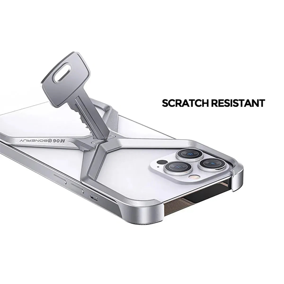 Buy Metal Frameless Phone Case, X Shaped Cool Design, Slim Aluminum Alloy Bumper, Shockproof - X at Caseles-iPhone 16 Pro Max, Grey